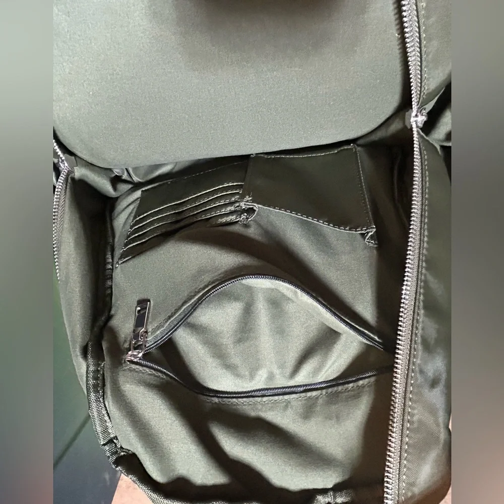 Laundry By Shelli Segal Olive Army Green Backpack w Leather Trim-NWOT-